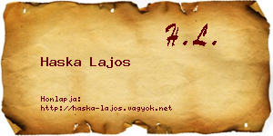 Haska Lajos névjegykártya